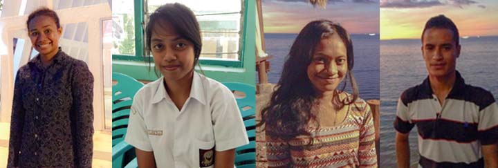 (Kiri-kanan) Tracia Eclantia Afoan, Putri Florentia Ludjipau, Margareta Windarti Neonbasu, dan Egidius Serankosat. Foto: ABC International Erwin Renaldi