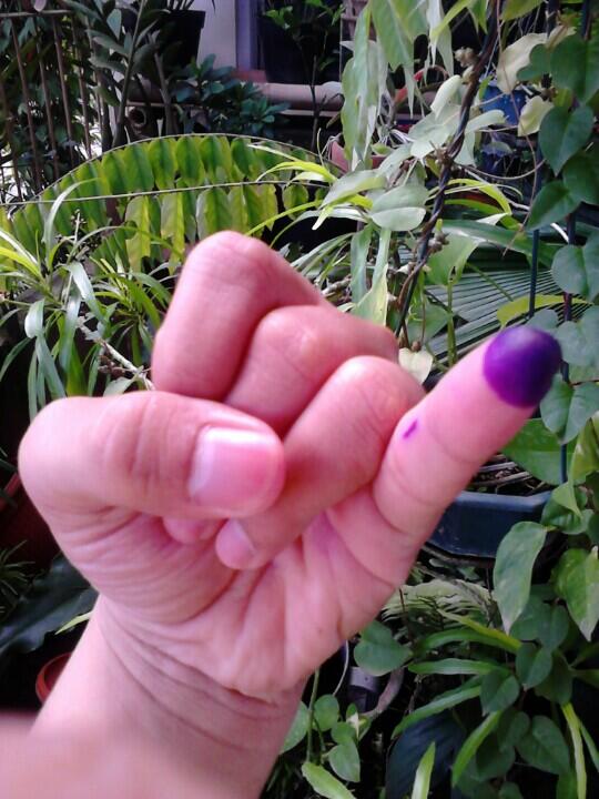 . togi siagian @togisiagian:#selfiepemilu tema #ekspresinyoblos #9april ini ya min, saya sudah menggunakan hak pilih 