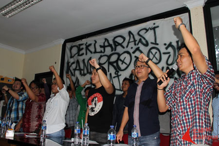 Mahasiswa Jakarta mendeklarasikan dukungan terhadap Jokowi, Kamis, (29/05 2014). Foto : Ahmad Fauzan Sazli