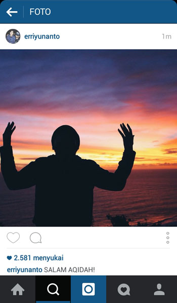 foto instagram Eri di Puncak Garuda Gunung Merapi. Foto : Instagram Erriyunanto