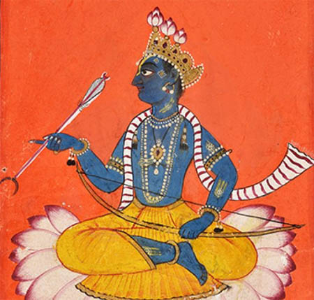 Gaya Basohli, Pahari, potret Rama dari koleksi Museum Nasional New Delhi, India.