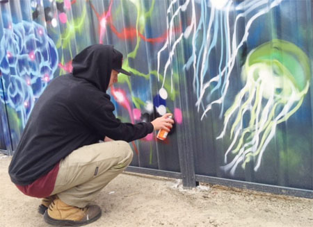 seniman jalanan Canberra, Smalls di Westside untuk event co-lab di ANU.