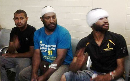 Mahasiswa yang terluka di RS di Propinsi Goroka PNG. Supplied: Antonia Mission / NBC
