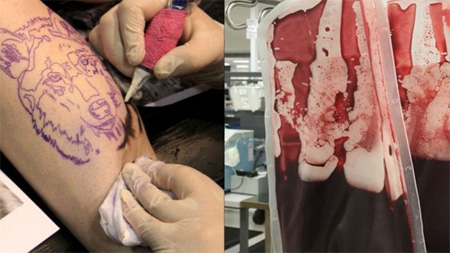 Karena beresiko rendah terhadap infeksi, orang tidak dapat mendonasikan darahnya hingga enam bulan setelah di-tattoo.  FOTO: ABC, Guilio Saggin dan Natalie Dumitrio