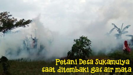 Foto Saat Petani Desa Sukamulya Ditembaki Gas Air Mata