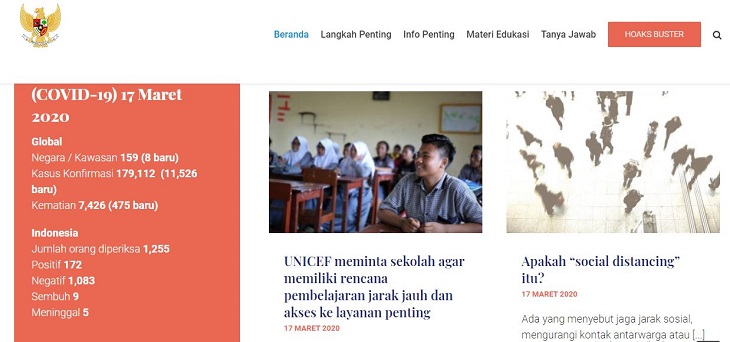 Pemerintah Luncurkan Situs Informasi Resmi Covid-19